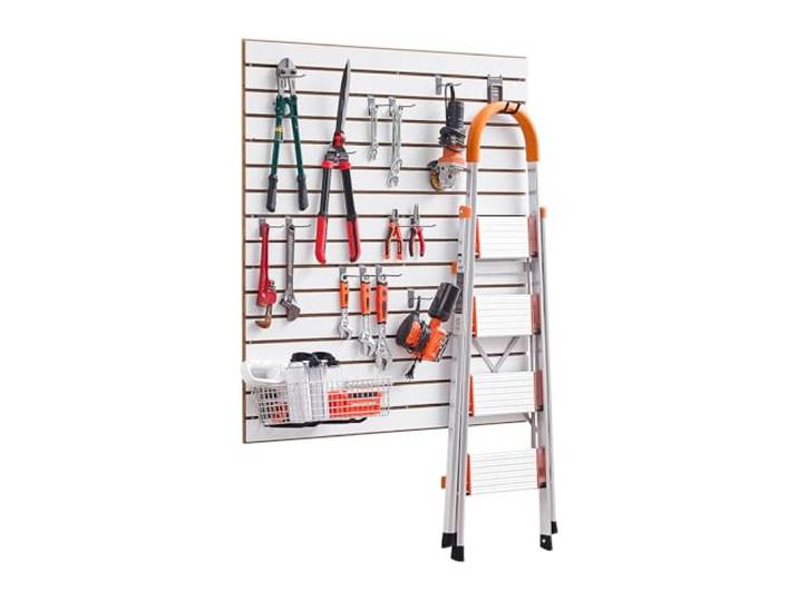 VEVOR Panneau à Lattes Mural Garage\, 1220x1220 mm\, Panneau Rangement Outils en MDF avec Conception Modulaire\, Porte-outils Muraux pour Affichage\, Organisation\, Stockage\, Atelier\, Artisanal\, Blanc