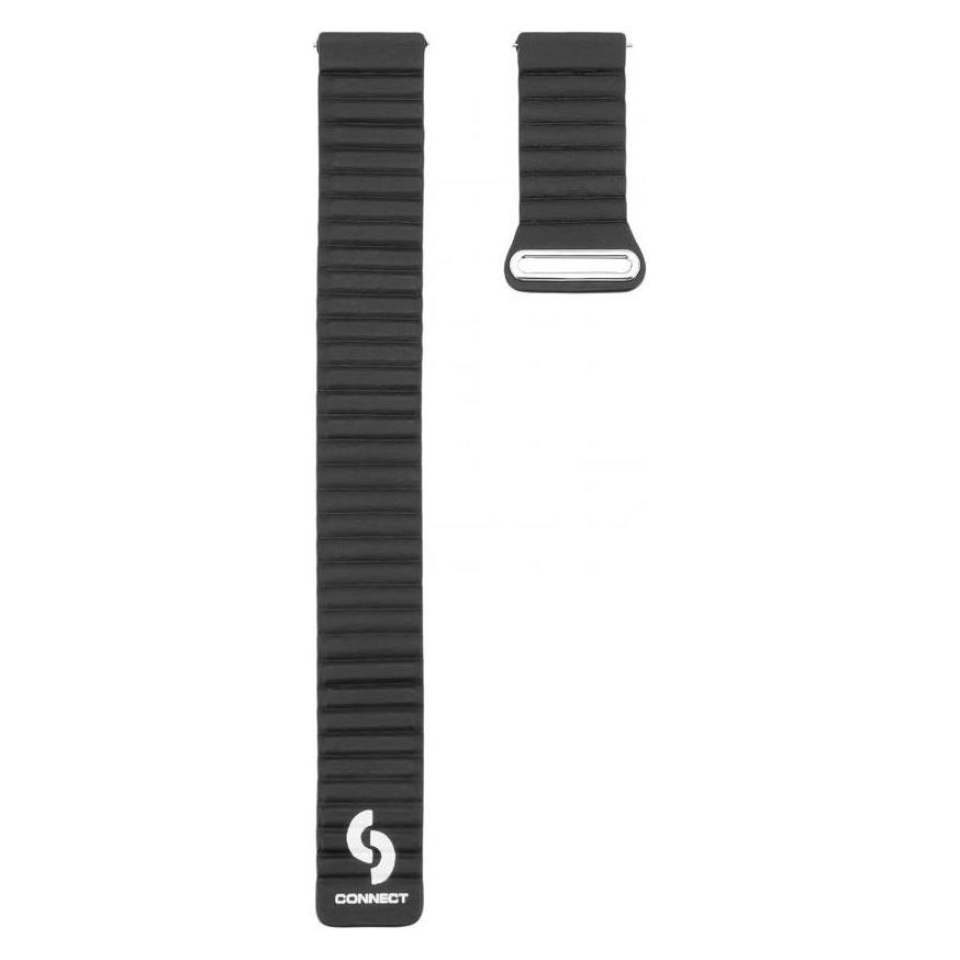 Connect 20mm Flat head Leather - Silicone Loop Magnetic Strap (130mm M/L) (20 mm, Leather, Silicone) (CONUNI20FHSB)