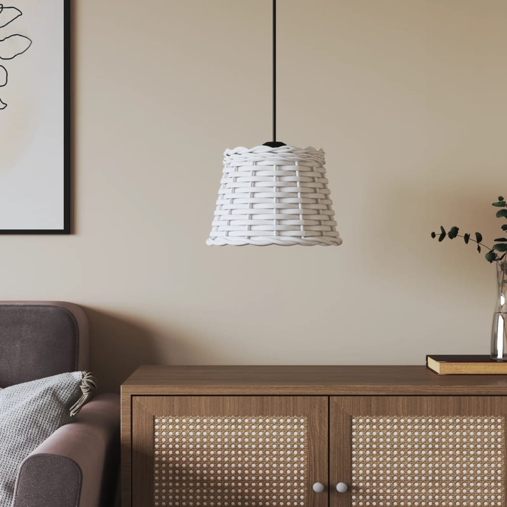 vidaXL Pantalla para lámpara de techo mimbre blanco Ø20x15 cm Blanco