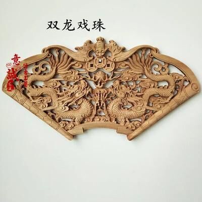 Inspired Finds Traditional Chinese Camphor Wood Dragon Phoenix Wall Hanging 3D Carved Art Decor floral Fortune
