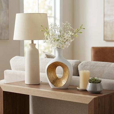 Sagebrook Home Modern Ceramic Textured Oval Cut-Out Vase - Home Decor