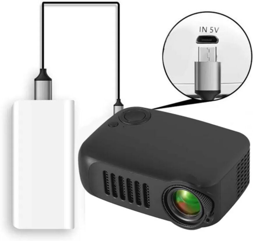 INF Mini Projecteur Portable Prise EU - Noir, Support 1080P, Idéal pour Home Cinéma et Résidences Étudiantes