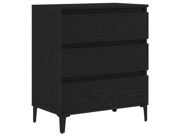 Sideboard Schwarz Eichen-Optik 60x35x70 cm Holzwerkstoff mit Metallbeinen Matte Oberfläche, konische Beine, kompaktes Format, pflegeleichte Reinigung, vielseitige Fächeraufteilung