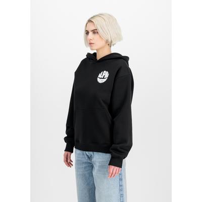 Hoodie ALPHA INDUSTRIES "Logo Hoodie Backprint W", Damen, Gr. XS, schwarz, Obermaterial: 80% Baumwolle, 20% Polyester, loose fit, Sweatshirts Hoodie