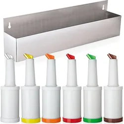 WAS Germany Flaschenregal für 8 Flaschen + 6x Dosier- und Vorratsflasche Speed bottle, 0,85 ltr., 6 verschiedene Farben, Ø 9 cm, Polypropylen