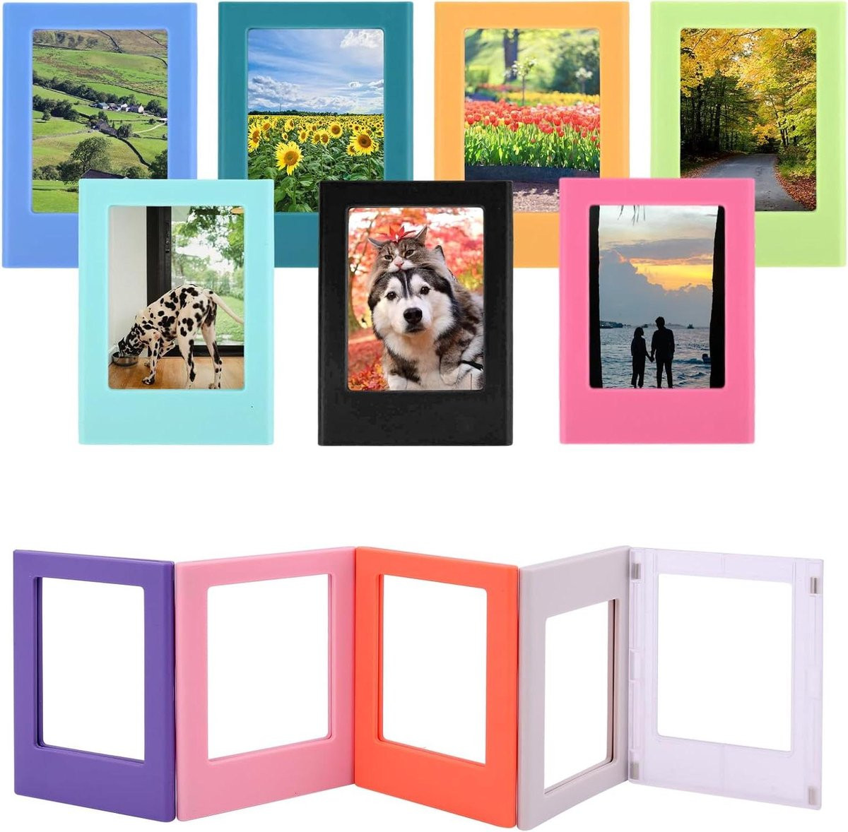 Set van 12 multicolor magnetische mini fotolijsten voor decoratie in huis