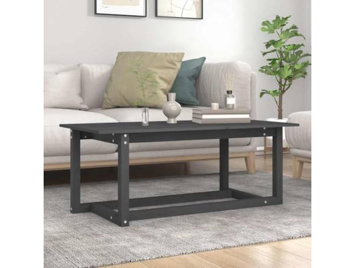 HEFZGDB Massivholz Couchtisch Grau 110x55x45 cm Kiefer Naturmaterial Stabiler Beistelltisch mit Robuster Tischplatte für Wohnzimmer Einrichtung