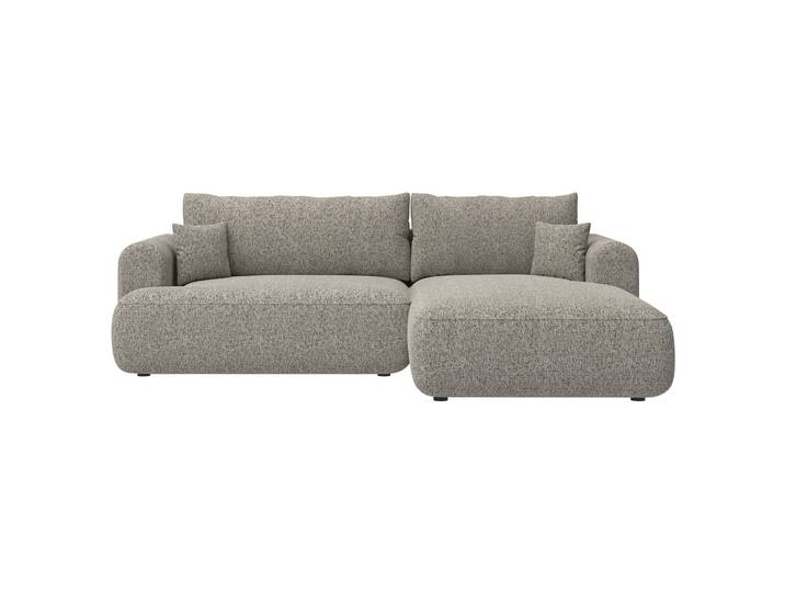 Ecksofa mit Schlaffunktion Ovo, L-förmig, dunkelbeige Geflecht,