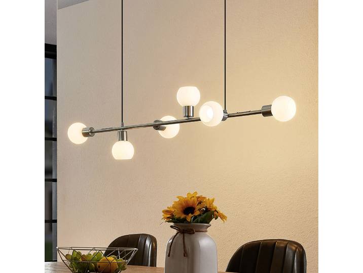 Biscala Suspension Nickel/Opal - Lindby - Salon / séjour - Métal - Multi-ampoules