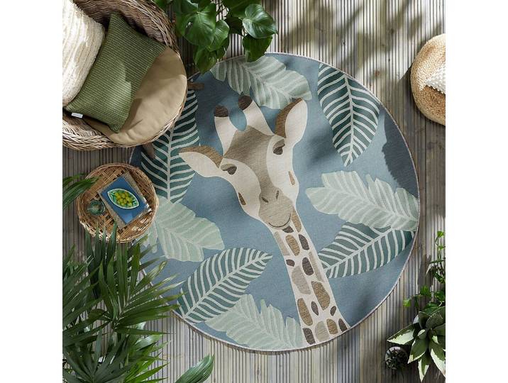 Outdoor-Teppich Eric Giraffe Blau 100% Polypropylen Ø 160cm