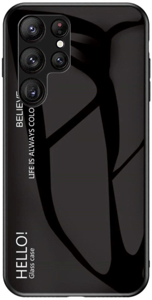INCOVER Samsung Galaxy S23 Ultra Glas Bagside Cover - Hello - Sort