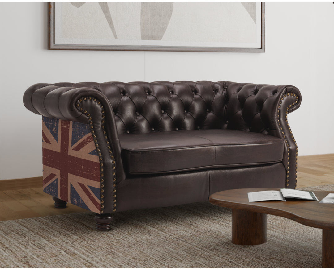 Borough Wharf Abdalrahman Faux Leather Sofa Brown 2