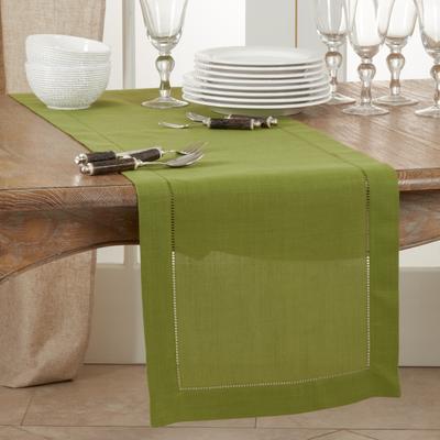 Saro Lifestyle Classic Hemstitch Table Runner - Textured Border Runner for Dining & Formal Entertaining