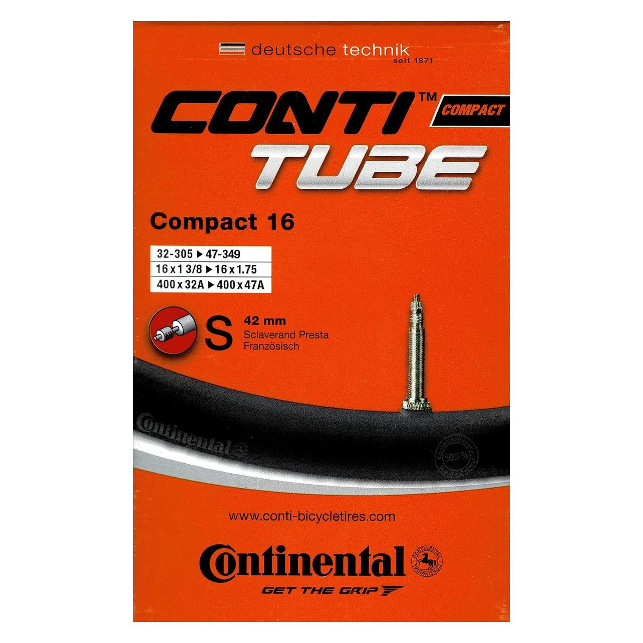 Continental Compact 16 Zoll Fahrradschlauch (16", 42 mm) (709176)