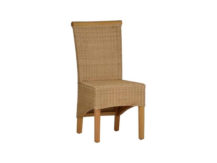 MiaMöbel Rattanstuhl 'Larissa' natur Massivholz, Rattan Mango Modern