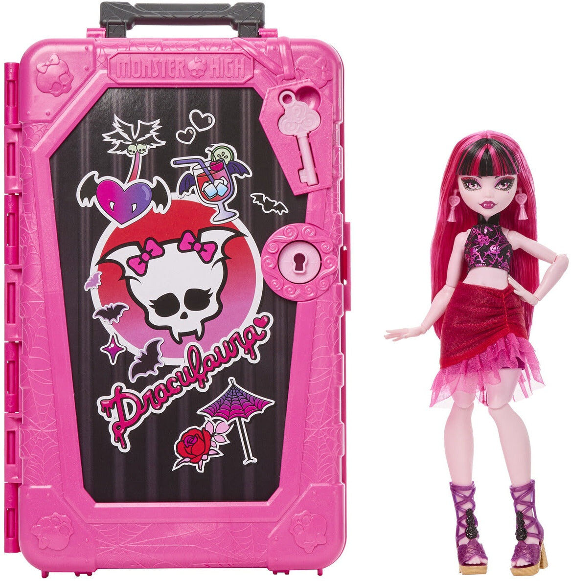 Monster High Skulltimate Secrets Gore-Geous Oasis Draculaura Doll and Playset for Kids, Includes Travel-Themed Accessories and 2 Suitcases, Mattel