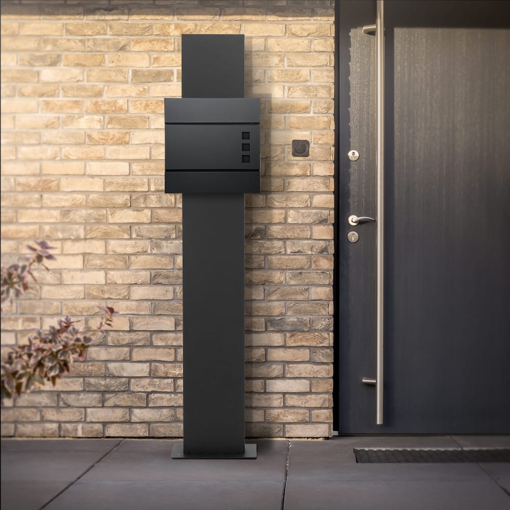 ECD Germany Buzón correos de pie 37 x 10,5 x 36,5 cm y soporte pedestal antracita