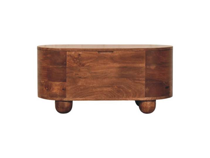 Artisan Furniture Truhe mit Roasted-Almond-Finish, Stauraum innen, braun, Braun, Holz, Echtholz,Mangoholz, 1 Fächer, Oval, 80x38x35 cm, Esszimmer, Bank, Sitzbänke