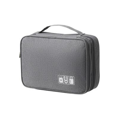 Travel Electronics Organizer Bag For Cables Chargers And Gadgets grey
