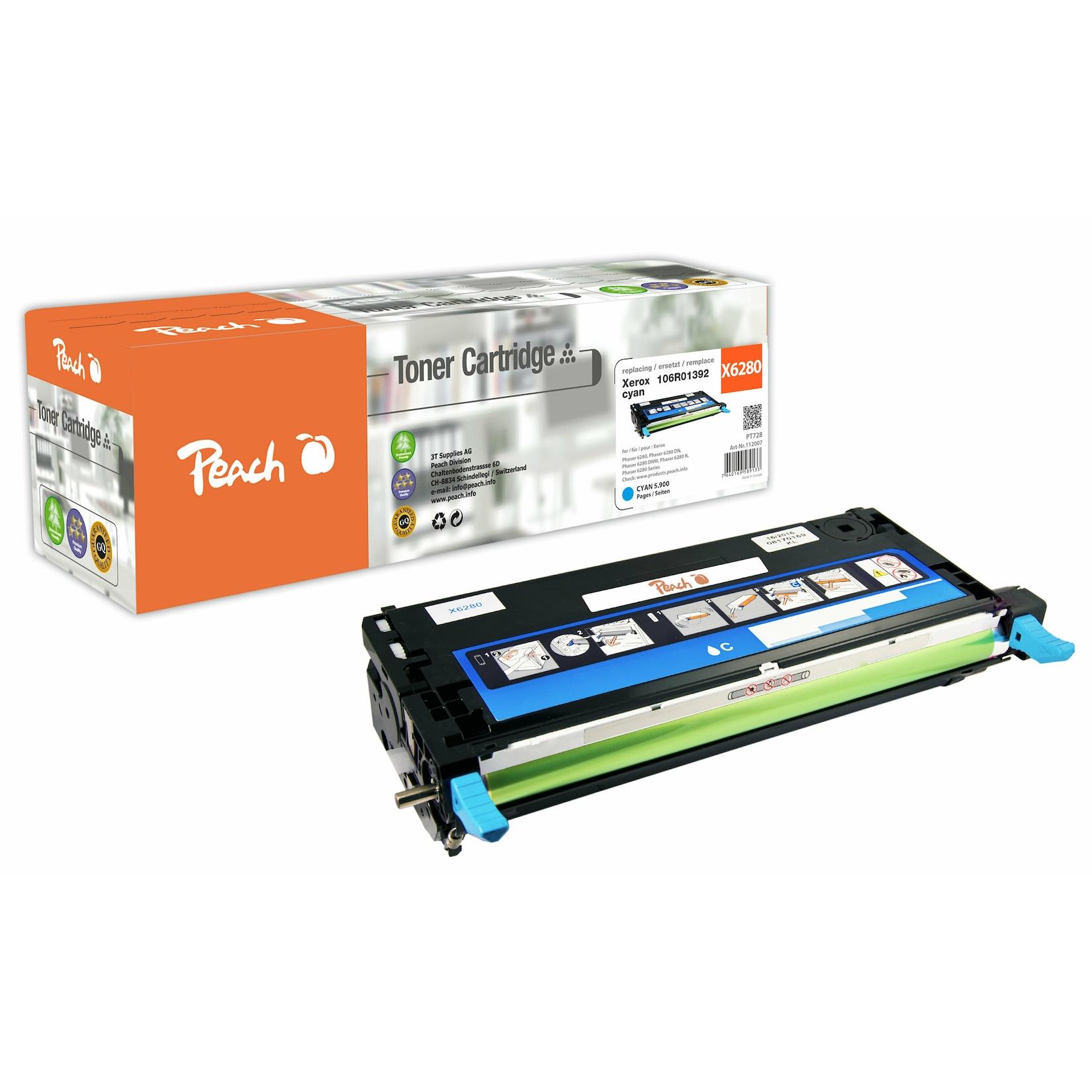 Peach X013 Toner cy ersetzt Xerox 106R01392 für z.B. Xerox Phaser 6280, Xerox Phaser 6280 DN, Xerox Phaser 6280 DNM, Xerox Phaser 6280 N (wiederaufbereitet)