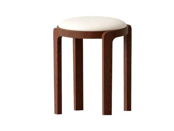 YDHFCD Stapelbarer Hocker mit gepolsterter Sitzfläche aus Massivholz Stapelbarer Holz-Hocker, gepolsterter runder Sitz, platzsparend, vielseitig.(Style 7)
