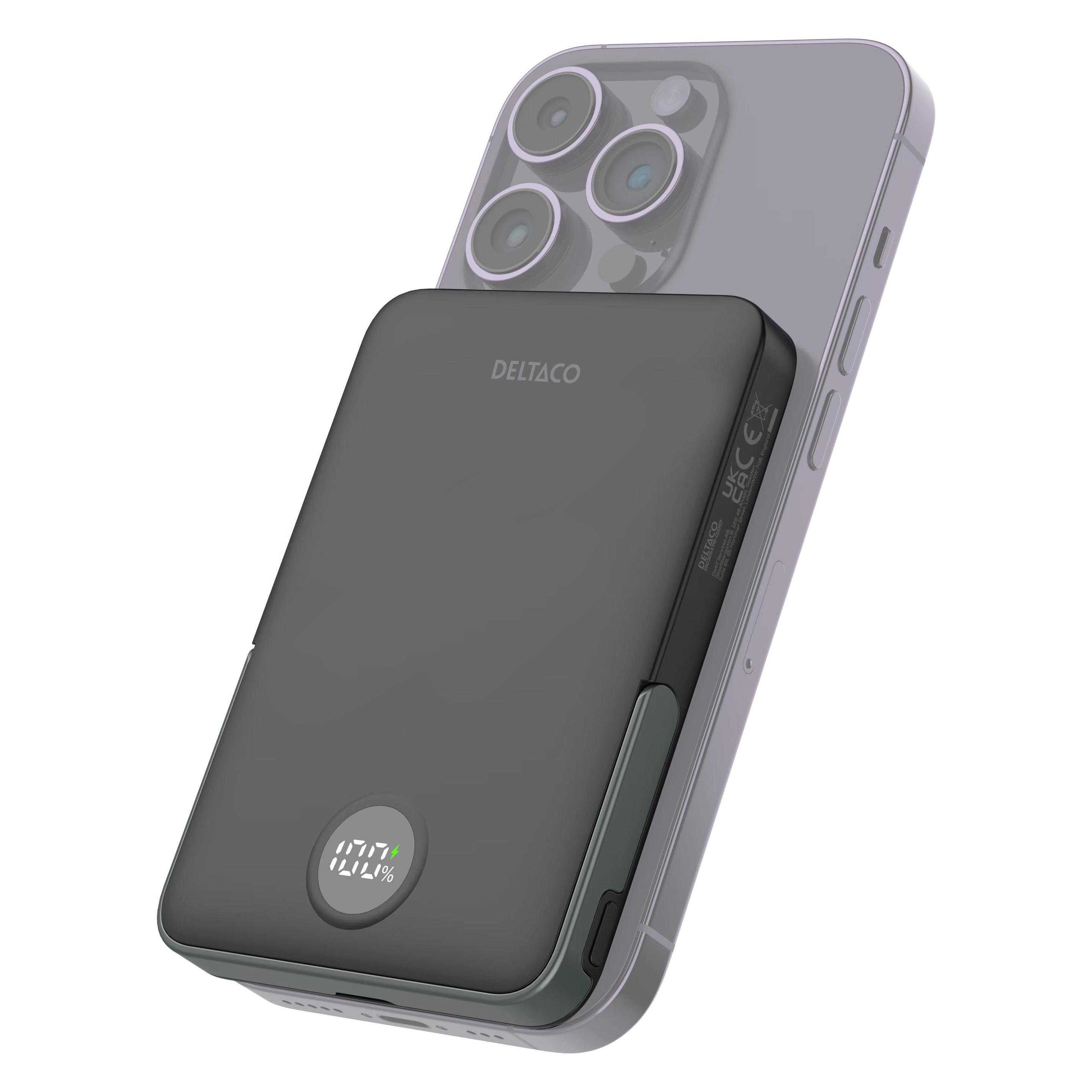 Deltaco Power Bank - 5000 mAh Powerbank - Sort - 5000 mAh (5000 mAh, 20 W, 19.25 Wh) (PB-Q1007)