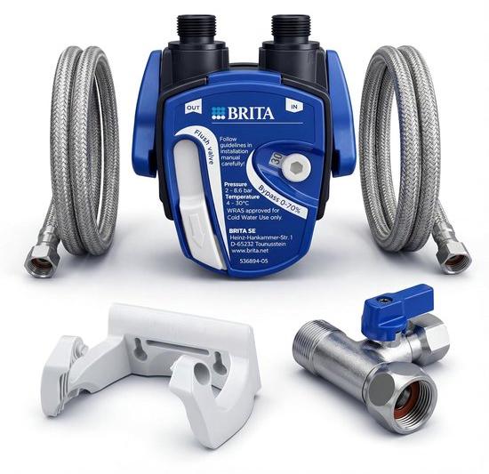 Unterirdischer Wasserfilter: BRITA-Filterkopf für BRITA-Filter P1000 / P3000 / C300 / C500, inklusive 2 flexible Schläuche