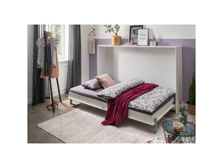 Klappbett - quer 120 x 200cm Spanplatte, foliert Weiß/Weiß