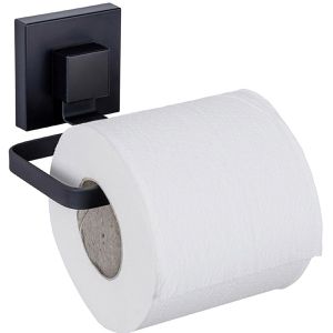 Wenko Toilettenpapierhalter Quadro, schwarz, Vakuum-Befestigung, für 1 Rolle, aus Edelstahl