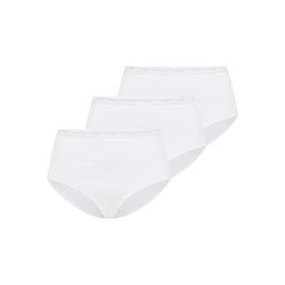 Taillenslip YSABEL MORA "BASIC COLLECTION COTTON WITH LACE", Damen, Gr. XL, weiß, Obermaterial: 95% Baumwolle, 5% Elasthan, unifarben, Unterhosen Taillenslip, hochgeschnitten und mit zarter Spitze verfeinert