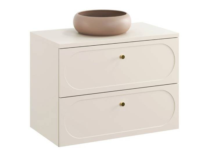 Meuble sous vasque suspendu DONNA SAND - beige - 80 cm avec plan et vasque WIKI