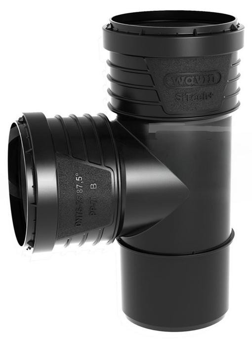 Wavin SiTech+ Geluidsisolerende Afbuis, Bocht 87 graden, DN 90 x 50, Zwart
