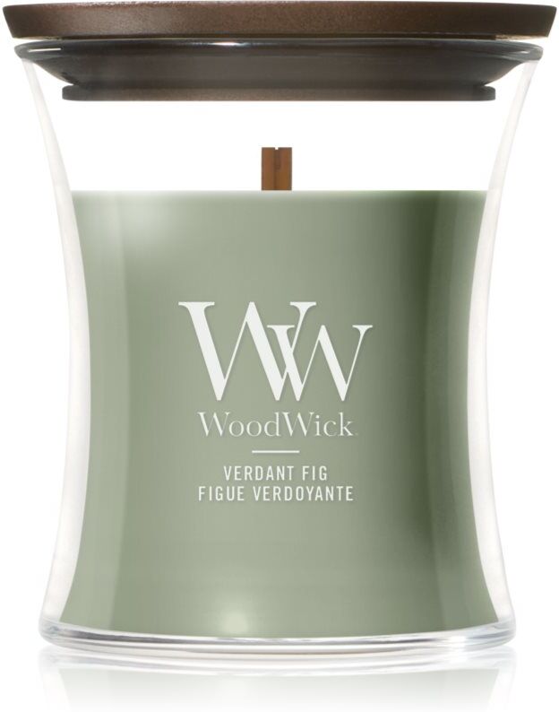 Woodwick Verdant Fig scented candle with wooden wick 85 g