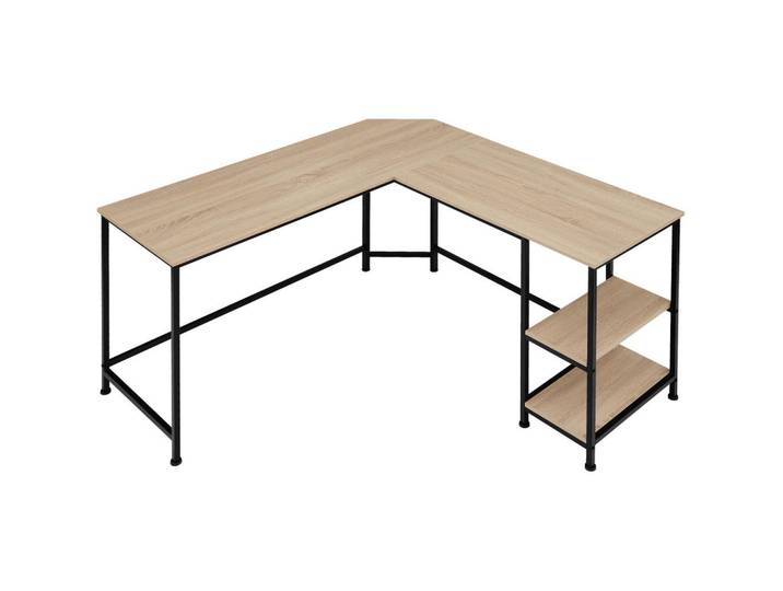 tectake Schreibtisch Hamilton, 138 x 138 x 75,5 cm, Industrial Holz hell, Eiche Sonoma, Naturfarben, L-Form, 138x75.5x138 cm, Büromöbel, Schreibtische, Eckschreibtische