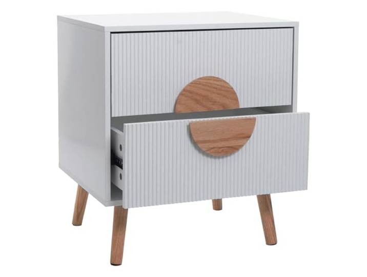 Mendler Nachttisch HWC-N89 55x48x41cm Holz - weiß