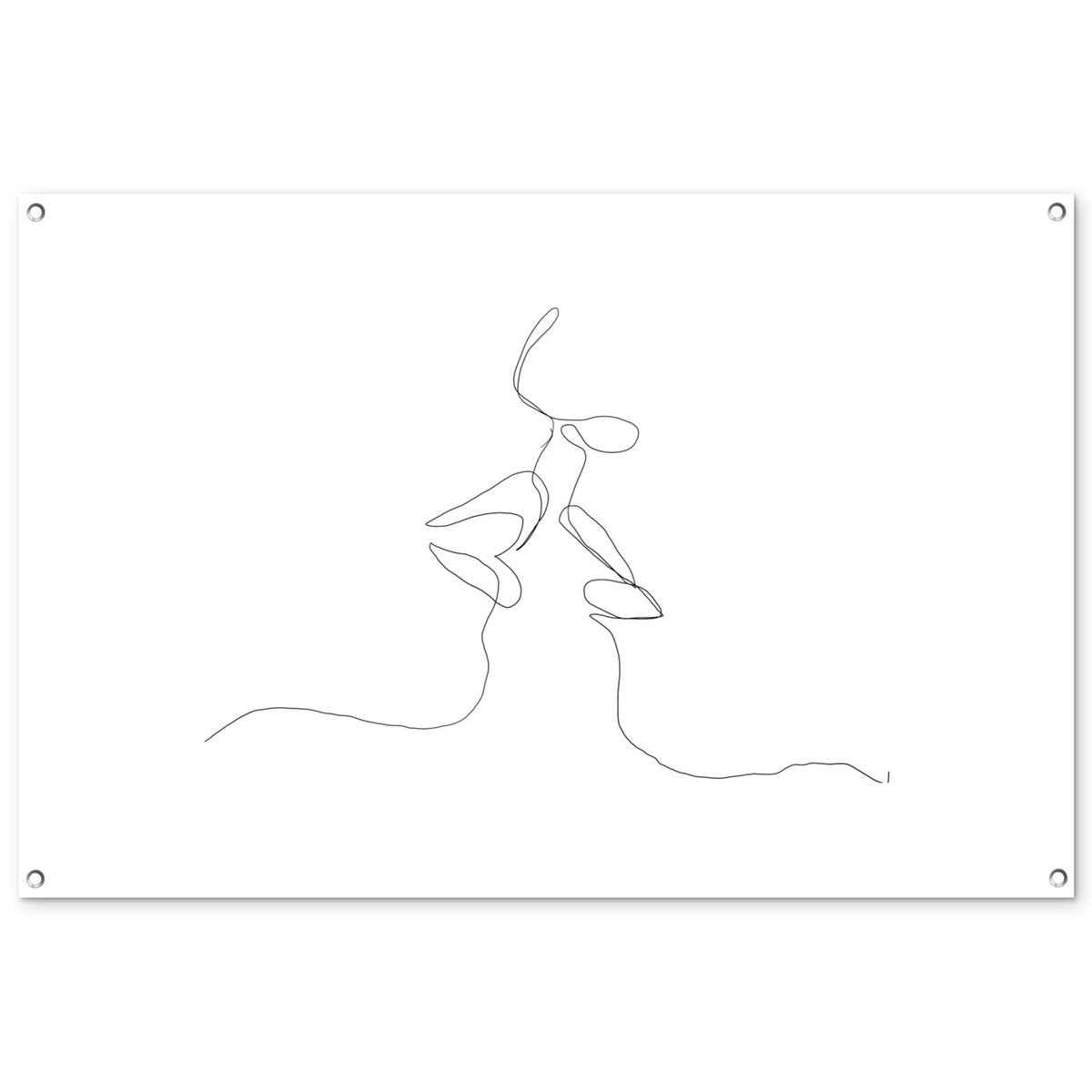 Tuindecoratie Koppel Lippen Line Art Tuinposter B: 120 cm, H: 80 cm