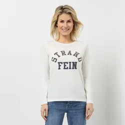 STRANDFEIN Shirt, 1/1-Arm Rundhalsausschnitt Strass-Details figurumspielend