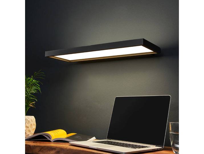 LED-Büro-Wandleuchte Rick, schwarz, universalweiß Rick Arcchio, dimmbar, schwarz, für Arbeitszimmer / Büro, Kunststoff, Modern