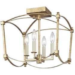Deckenleuchte Wohnzimmerleuchte Esszimmerlampe Antik Gold D 36,5 cm 4-flammig