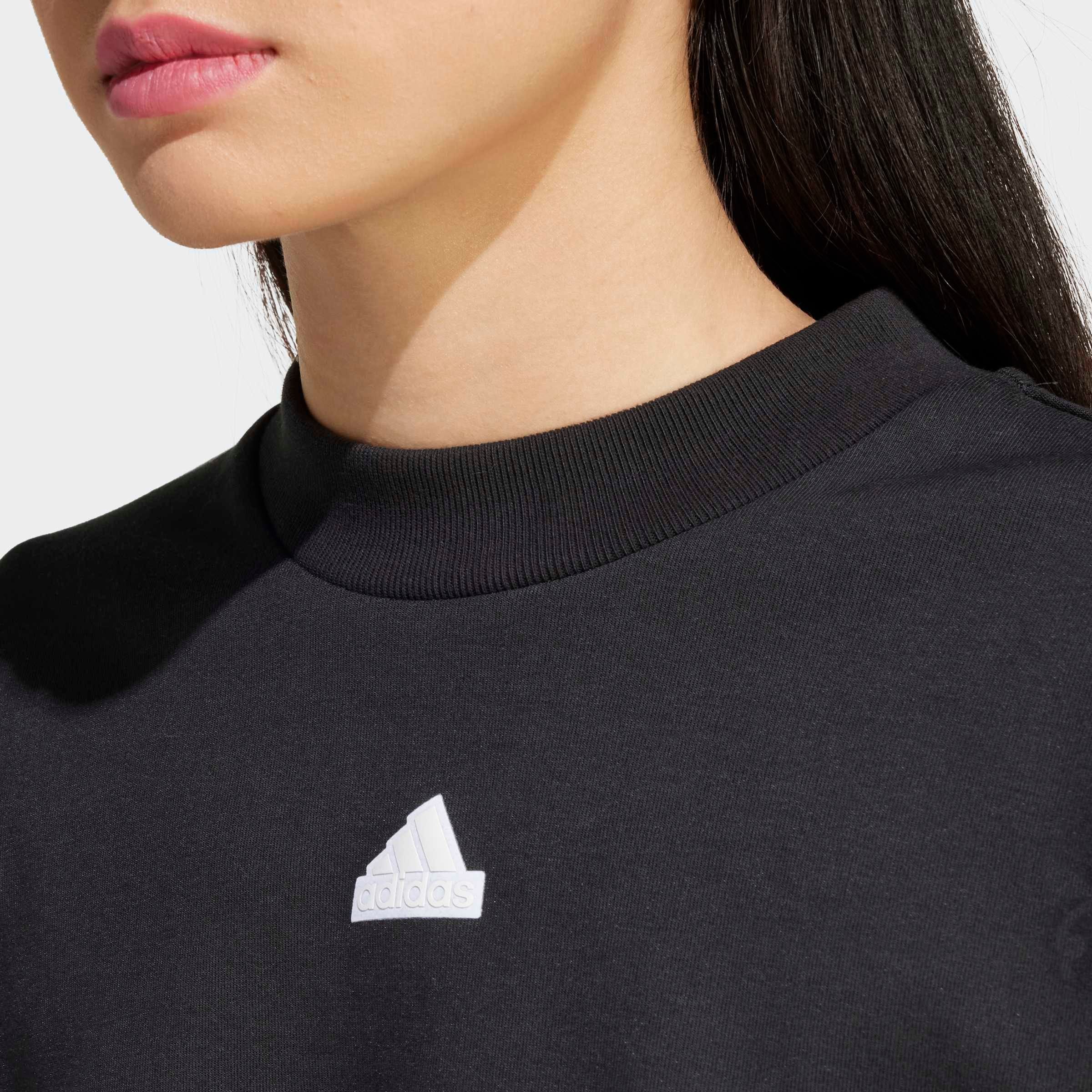 Sweatshirt ADIDAS SPORTSWEAR "W FI 3S SWT", Damen, Gr. XL, schwarz, Obermaterial: 64% Baumwolle, 36% Polyester, Rundhals, angesetztes Bündchen, Sweatshirts Sweatshirt schwarz XL