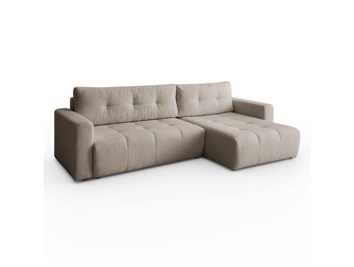 Kaiser Möbel Ecksofa Vienna Stil Bettkasten und Funktionalität Bouclé Beige Rechts, Holz, L-Form, Ottomane links, Ottomane rechts,L-Form, 261x143 cm, Wohnzimmer, Sofas & Couches, Wohnlandschaften, Ecksofas