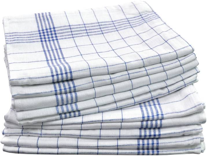 Geschirrtuch DYCKHOFF KARO / Halbleinen - 50x70 cm , weiss (weiß, blau), B:50cm L:70cm, 45% Leinen, 55% Baumwolle, Geschirrtücher, Geschirrtuch