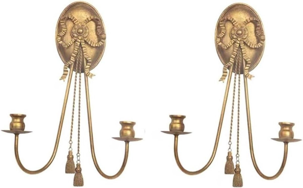 Kandelaar Set van 2 in Vintage Gouden Stijl voor Taper Kaarsen