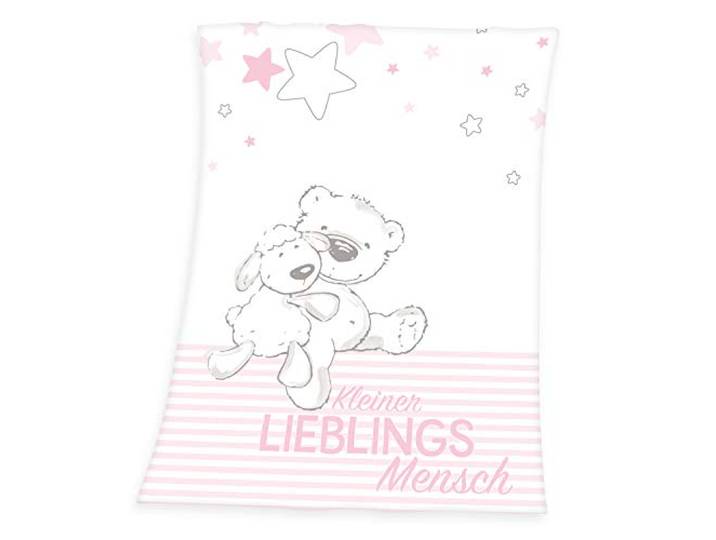 Herding Baby Best Lieblingsmensch Microfaser-Flauschdecke, 75 x 100 cm, Polyester, Rosa