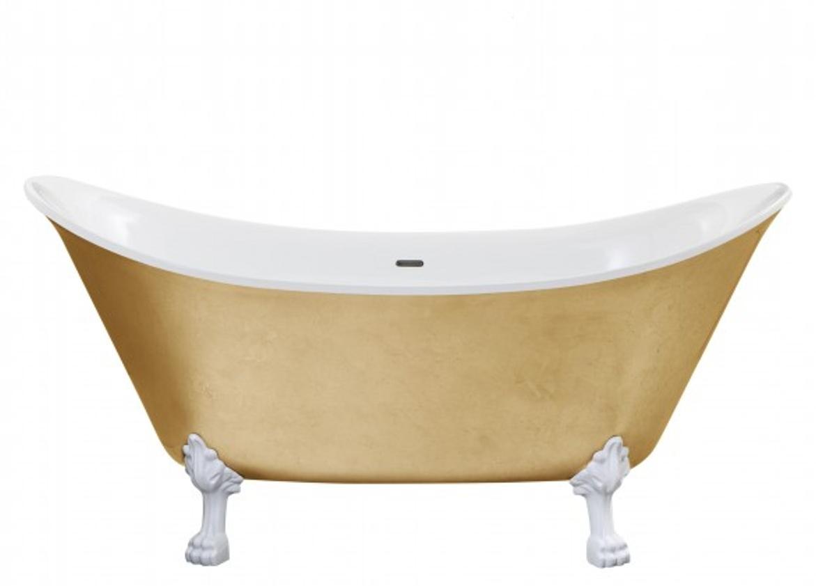 Casa Padrino Jugendstil Badewanne freistehend Gold Modell He-Lyd 1730mm - Freistehende Retro Antik Badewanne Barock Stil