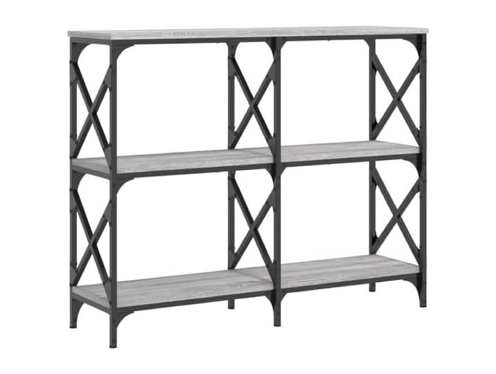 LMTYOENFG Konsolentisch Grau Sonoma 100x28x80,5 cm Holzwerkstoff Schmaler Beistelltisch für Flur und Schlafzimmer, mit X-Stahlrahmen, Ablagefläche und verstellbaren Füßen.