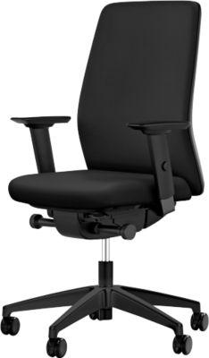 Interstuhl Bürostuhl AIMis1, mit Armlehnen, Synchronmechanik, Flachsitz, schwarz/schwarz