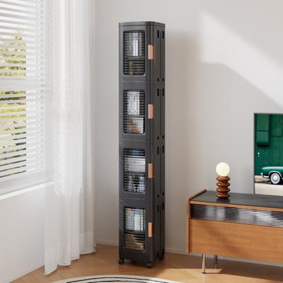 "Javlergo 65"" Narrow Tall Storage Bin 4 Tier Foldable Kitchen Storage Cabinet Organizer Freestanding Kitchen Pantry"