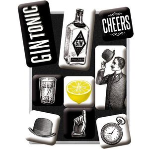 Nostalgic-Art Magnete 83105 Open Bar Gin Tonic, Magnetset, verschiedene Motive und Größen, 9 Stück
