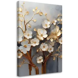 LEINWANDBILD Magnolienbaum abstrakt golden 60x90cm